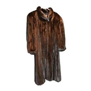 Lowenthal Fur Custom Women Sz 10 Full Length Mahogany Mink Coat MSRP $4550